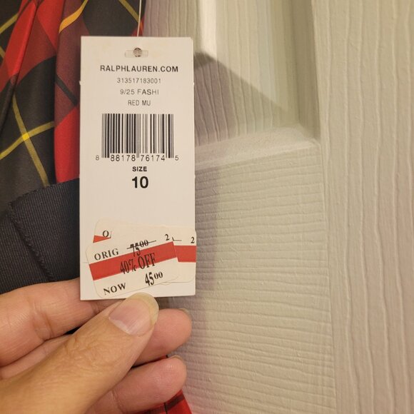 NWT Ralph Lauren plaid print Holiday dress girls size 10 - Picture 2 of 4